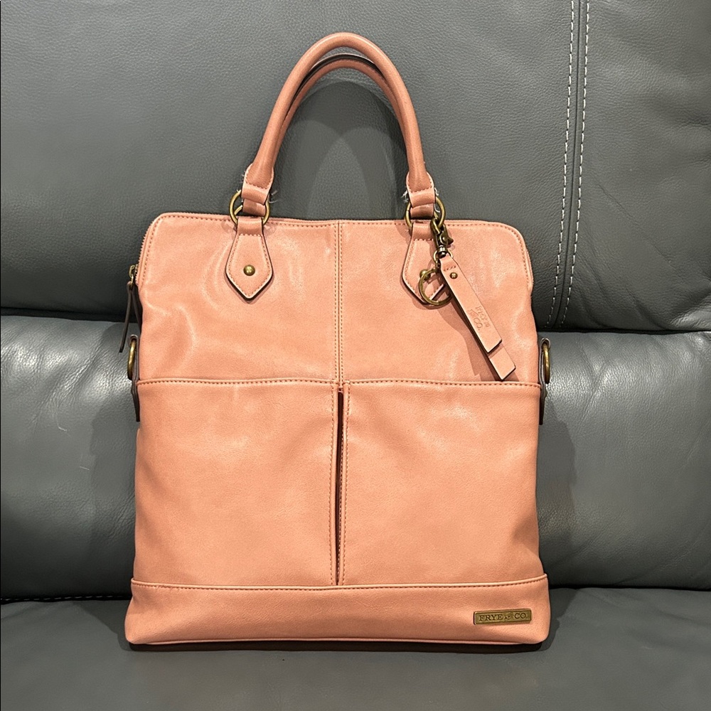 Pink Leather Tote Bag